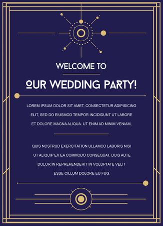 Great Space Inspired Wedding Invitation to the Party. Vector abstract planets and other galaxy stuff.のイラスト素材