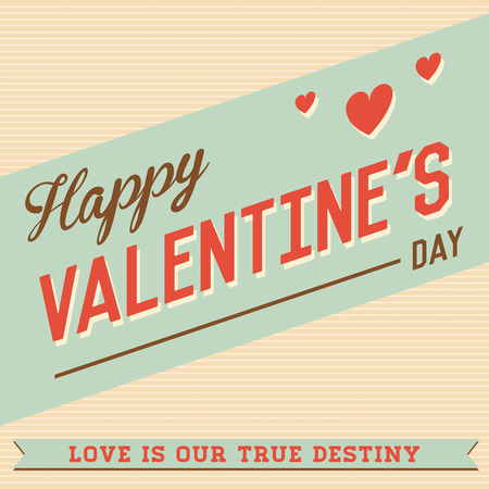 Happy Valentine's Day Hand Lettering Typographical Vector Background in Vintage Retro Old Style Labelのイラスト素材