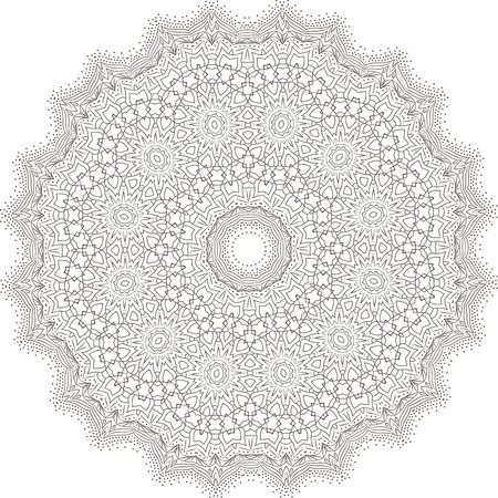 Ethnic Fractal Mandala Vector Meditation looks like Snowflake or Maya Aztec Pattern or Flower too Isolated on Whiteのイラスト素材