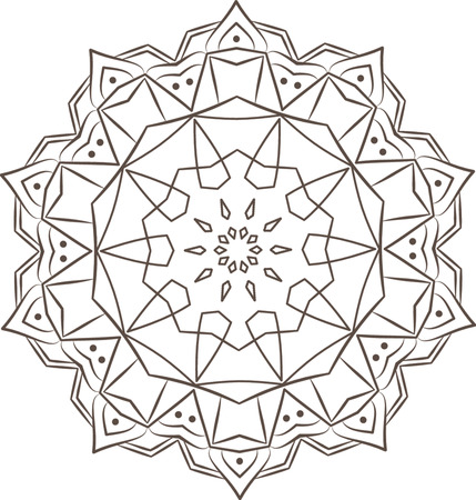 Ethnic Fractal Mandala Vector Meditation looks like Snowflake or Maya Aztec Pattern or Flower too Isolated on Whiteのイラスト素材