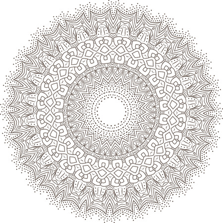 Ethnic Fractal Mandala Vector Meditation looks like Snowflake or Maya Aztec Pattern or Flower too Isolated on Whiteのイラスト素材