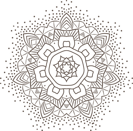 Ethnic Fractal Mandala Vector Meditation looks like Snowflake or Maya Aztec Pattern or Flower too Isolated on Whiteのイラスト素材