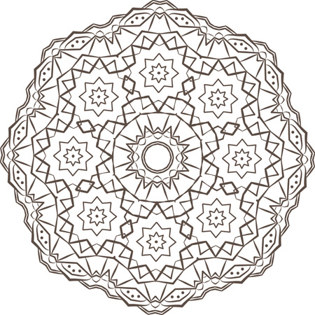 Ethnic Fractal Mandala Vector Meditation looks like Snowflake or Maya Aztec Pattern or Flower too Isolated on Whiteのイラスト素材