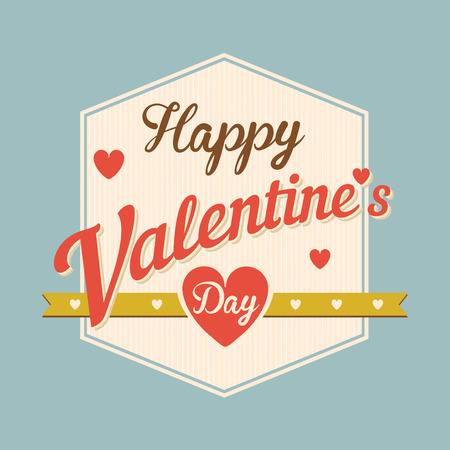 Happy Valentine's Day Hand Lettering Typographical Vector Background in Vintage Retro Old Style Labelのイラスト素材