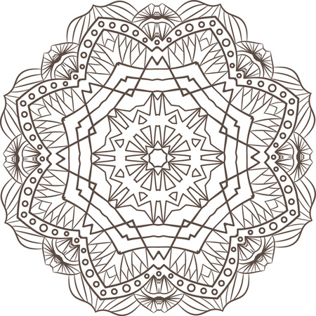 Ethnic Fractal Mandala Vector Meditation looks like Snowflake or Maya Aztec Pattern or Flower too Isolated on Whiteのイラスト素材