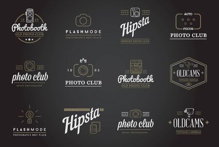 Set of Vector Photo Camera Photography Elements and Video Camera Icons Illustrationのイラスト素材