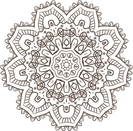 Ethnic Fractal Mandala Vector Meditation looks like Snowflake or Maya Aztec Pattern or Flower too Isolated on Whiteのイラスト素材