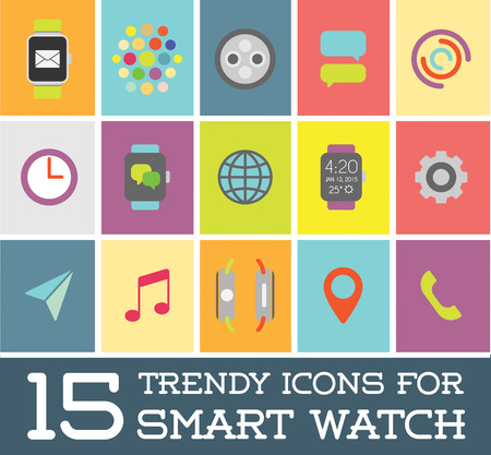 15 Fresh Smart Watch Trendy Iconsのイラスト素材