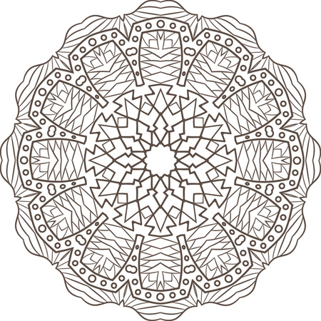 Ethnic Fractal Mandala Vector Meditation looks like Snowflake or Maya Aztec Pattern or Flower too Isolated on Whiteのイラスト素材