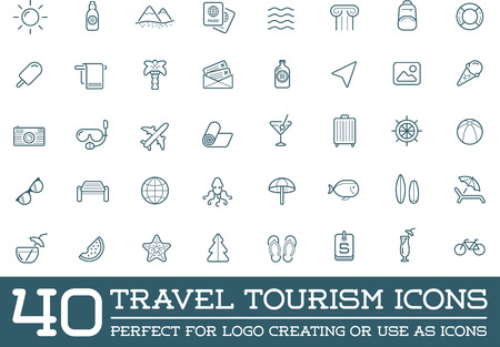 Set of Vector Travel Tourism and Holiday Elements Icons Illustrationのイラスト素材