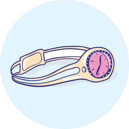 Lady or Woman Elegant Watch Clock Gold or Metal in Vector Illustration Iconのイラスト素材