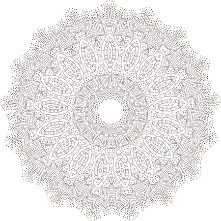 Ethnic Fractal Mandala Vector Meditation looks like Snowflake or Maya Aztec Pattern or Flower too Isolated on Whiteのイラスト素材