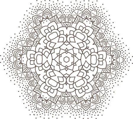 Ethnic Fractal Mandala Vector Meditation looks like Snowflake or Maya Aztec Pattern or Flower too Isolated on Whiteのイラスト素材