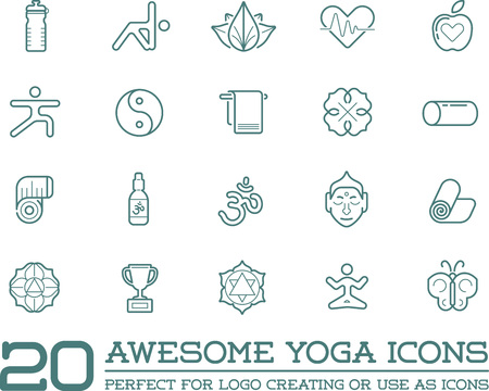 Set of Vector Yoga Zen Sport Elements and Fitness Healthy Illustrationのイラスト素材
