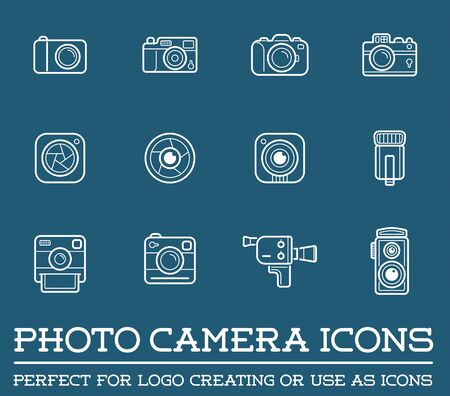 Set of Vector Photo or Camera Elements and Video Camera Signs Illustrationのイラスト素材
