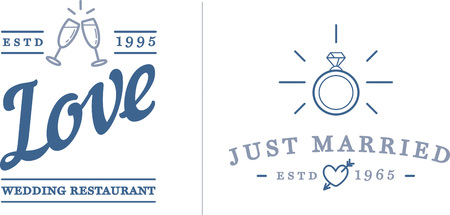 Set of Vector Wedding Love Elements Merry Me Illustrationのイラスト素材