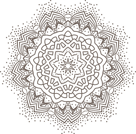 Ethnic Fractal Mandala Vector Meditation looks like Snowflake or Maya Aztec Pattern or Flower too Isolated on Whiteのイラスト素材