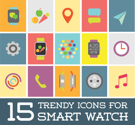 15 Fresh Smart Watch Trendy Iconsのイラスト素材