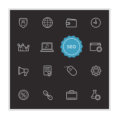 Set of Seo Search Engine Optimization Vector Illustration Elements can be used as   Icon in premium qualityのイラスト素材