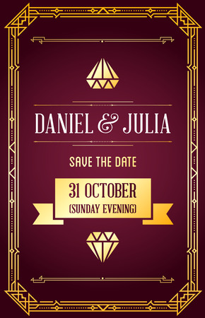 Great Quality Style Invitation in Art Deco or Nouveau Epoch 1920's Gangster Era Vectorのイラスト素材