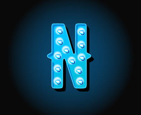 Casino or Broadway Signs style neon light bulb Alphabet Letter Character in Vectorのイラスト素材
