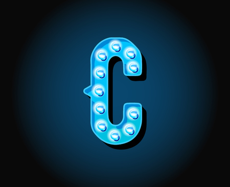 Casino or Broadway Signs style neon light bulb Alphabet Letter Character in Vectorのイラスト素材