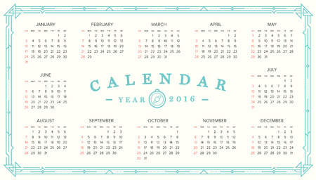 2016 Calendar. Abstract. Week Starts from Sunday. Vector illustration. Print Readyのイラスト素材