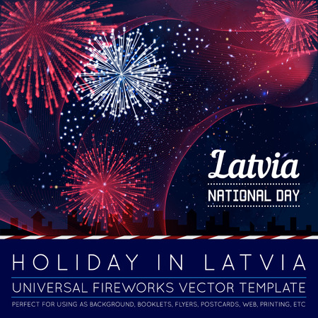 National Day of Country in Blending Lines Style with Fireworks Vectorのイラスト素材