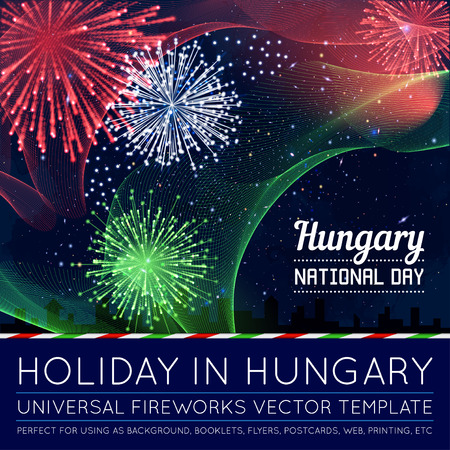 National Day of Country in Blending Lines Style with Fireworks Vectorのイラスト素材