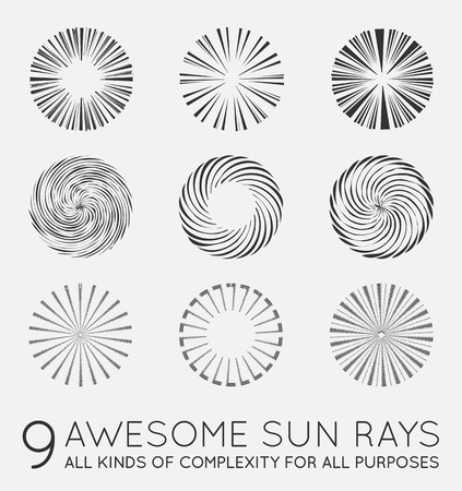 Set of Sunburst Vector Rays of Sunのイラスト素材