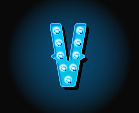 Casino or Broadway Signs style neon light bulb Alphabet Letter Character in Vectorのイラスト素材