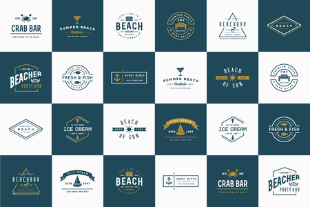 Set of Vector Beach Sea Bar Elements and Summer can be used as Logo or Icon in premium qualityのイラスト素材