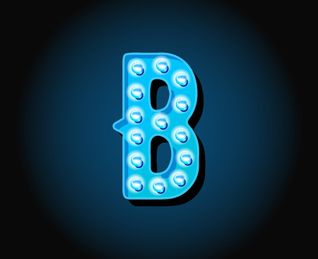 Casino or Broadway Signs style neon light bulb Alphabet Letter Character in Vectorのイラスト素材