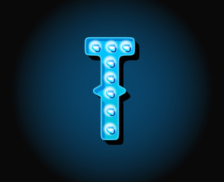 Casino or Broadway Signs style neon light bulb Alphabet Letter Character in Vectorのイラスト素材