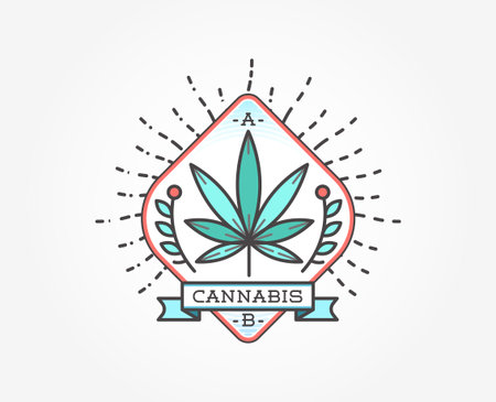 Medical Cannabis Marijuana Sign or Label Template in Vector.のイラスト素材