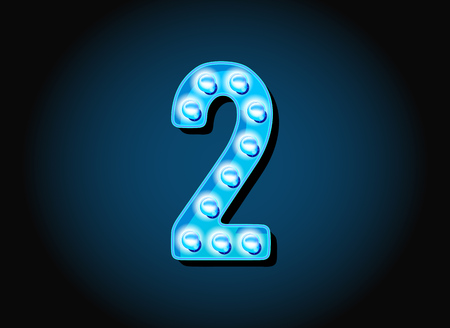 Casino or Broadway Signs style light bulb Digits Numbers Character in Vectorのイラスト素材
