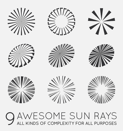 Set of Sunburst Vector Rays of Sunのイラスト素材