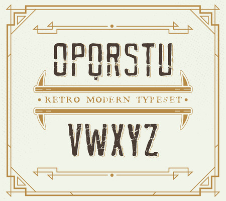 Vintage Retro Font. Handcrafted Decoration Font.のイラスト素材