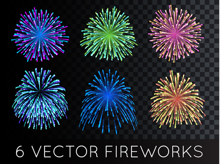Vector Fireworks Set with transparencyのイラスト素材