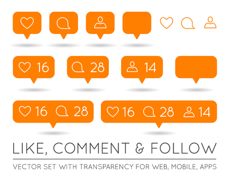 Vector Like, Follower, Comment Icon Setのイラスト素材