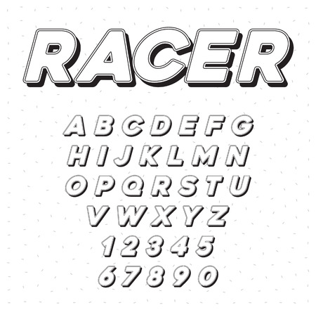 Vector Speed Racing Sport Italic Font with Letters and Numbersのイラスト素材