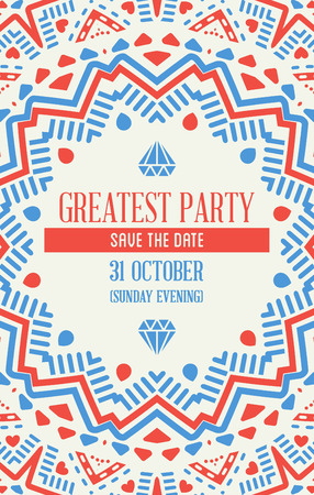 Vector Design Awesome Wedding Invitation Template with Mandala or Doodles Theme. Ideal for Save The Date, Christmas Eve, Mothers Day, Valentines Day, Birthday cards, Invitations or Baby Showerのイラスト素材