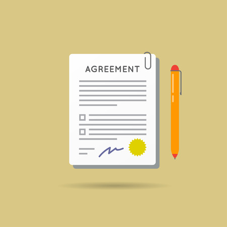Vector Agreement Contract and Pen with Signatureのイラスト素材