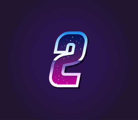 80s Style Retro Sci-Fi Font Digit or Number Vectorのイラスト素材