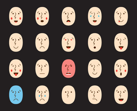 Set of Emoticons or Emoji. Vector Illustration.のイラスト素材