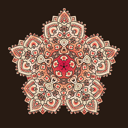 Ethnic Psychodelic Fractal Mandala Vector Meditation looks like Snowflakeのイラスト素材