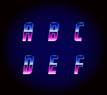 80s Retro Futurism Sci-Fi Font Alphabet Vectorのイラスト素材