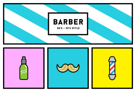 Vector 90s Style Icon Set with Retro 80s Colorsのイラスト素材