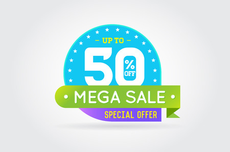 Sale Sign Banner Poster ready for Web and Print. Vector. Super, Mega, Huge Sale with Special Offerのイラスト素材
