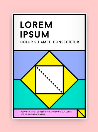 Visual identity in Trendy New Fat Line Style Geometric Design in Retro Style with Fresh Old School Colours with Fictitious names and textのイラスト素材